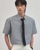 WORK ON BODY OFF Linea Semi-Overfit Striped Short Sleeve Shirt [Blue]