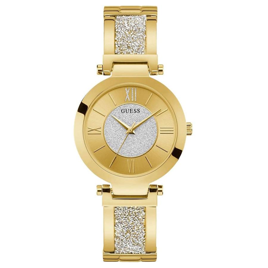 

Guess Ladies Quartz Watch, Stainless Steel Case, Stainless Steel Strap, Quartz Movement, Waterproof, For Daily Gatherings W1288L2