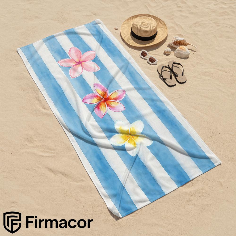 Blue Stripe Plumeria Soft Portable Travel Towel Unisex Ultra Lightweight Microfiber Oversized Sand Free Quick Dry Beach Towel