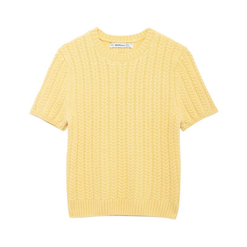 Kaslead New Arrival Women's Clothing Fashion Style Stylish Simple and Versatile Eight-Strand Short Sleeve Knitting 2893136