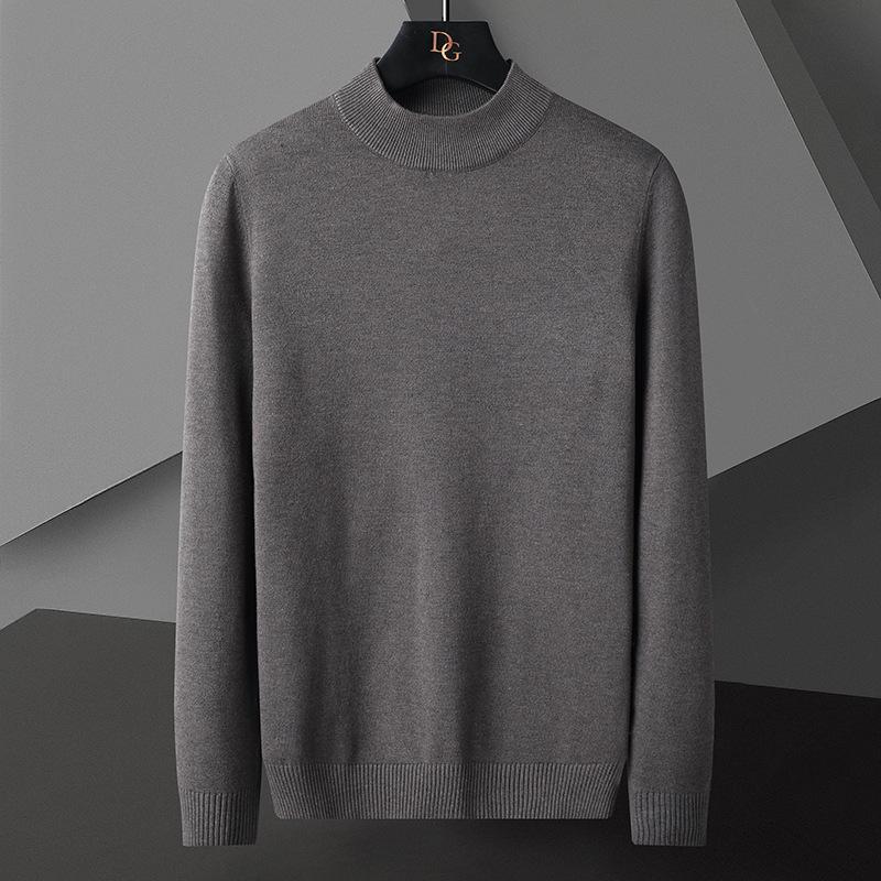 Men's Autumn/Winter Slim Fit Woolen Pullover - Half High Neck Knitted Sweater