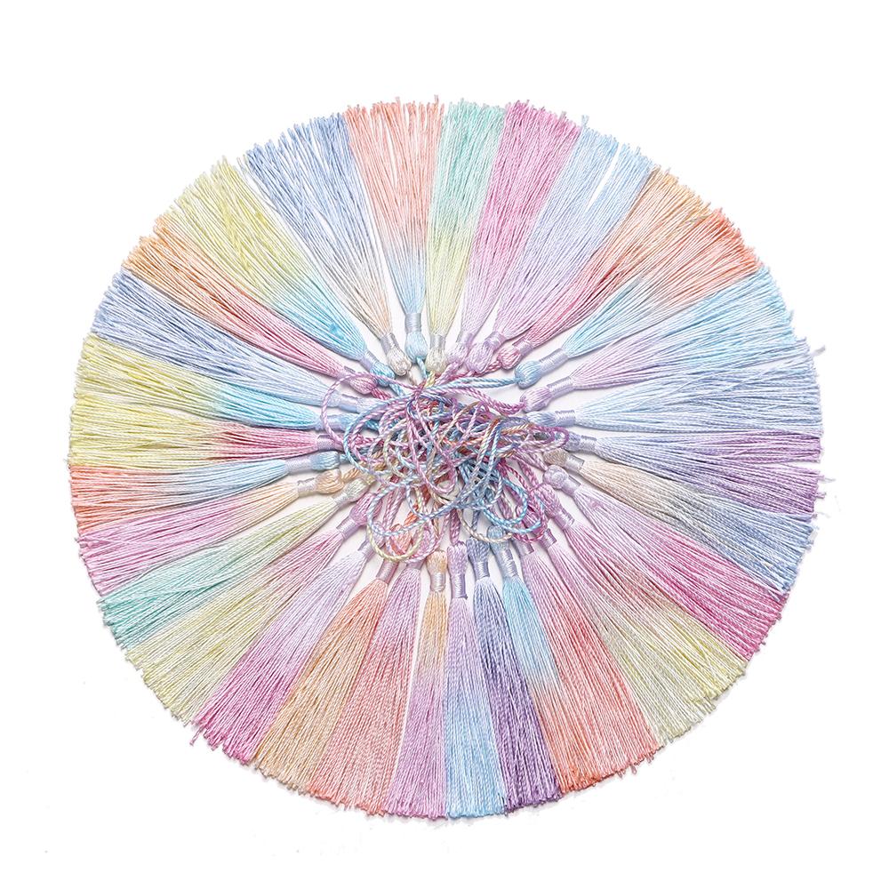 10Pcs Gradient Color 13cm Tassels Polyester Silk Tassel Fringe Crafts Jewelry for Diy Jewelry Making Pendant Decor Bookmark