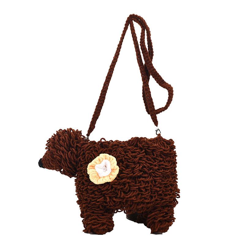 Cute And Stylish Plush Crochet Poodle Dog Backpack For Kids In Soft Colors