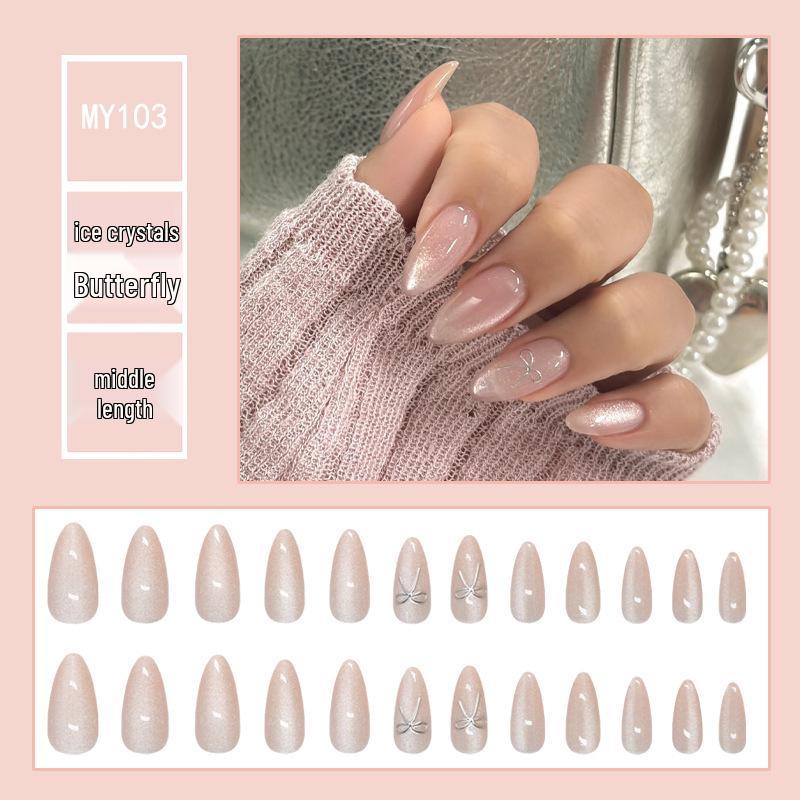Chasing Light Cat's Eye Crystal Nails: Handmade, Detachable, Flash Diamond Design for Trendy, Stylish Looks.