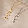 Lucktune Cat Silhouette Pendant Necklace Women's Stainless Steel Cute Cat Necklace Fashion Animal Geometric Jewelry Party Gifts