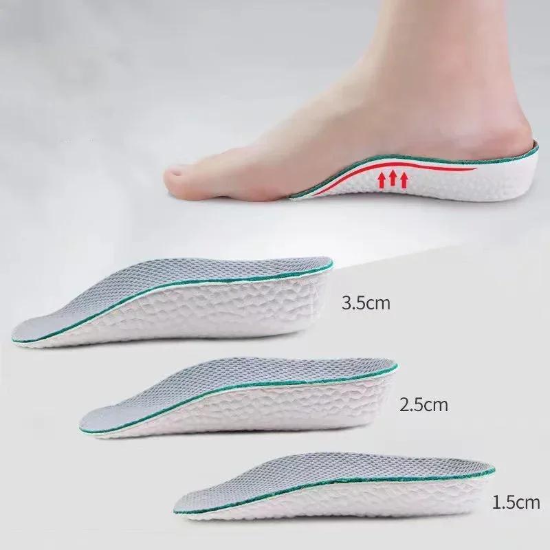 Høydeøkende innleggssåler for menn kvinner sko flate føtter buestøtte ortopediske innleggssåler Joggesko Hælløft Memory Foam skoputer