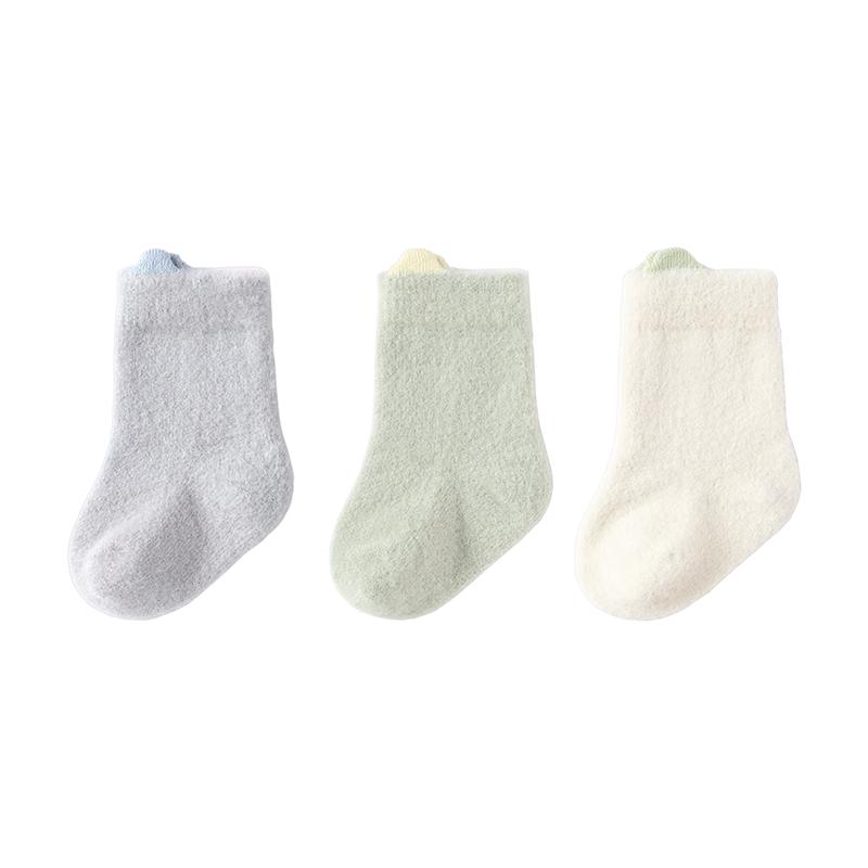 Babylove Plush Lined Thermal Mid-Calf Baby Socks (3 Pairs) 10.5