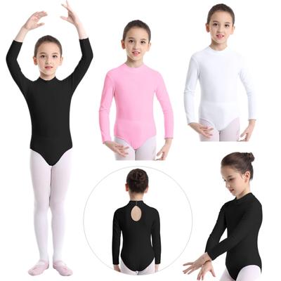 Dětský Dlouhý rukáv Mock Neck Profesionální Balet Taneční Trikot Dívky Gymnastika Body Unitard