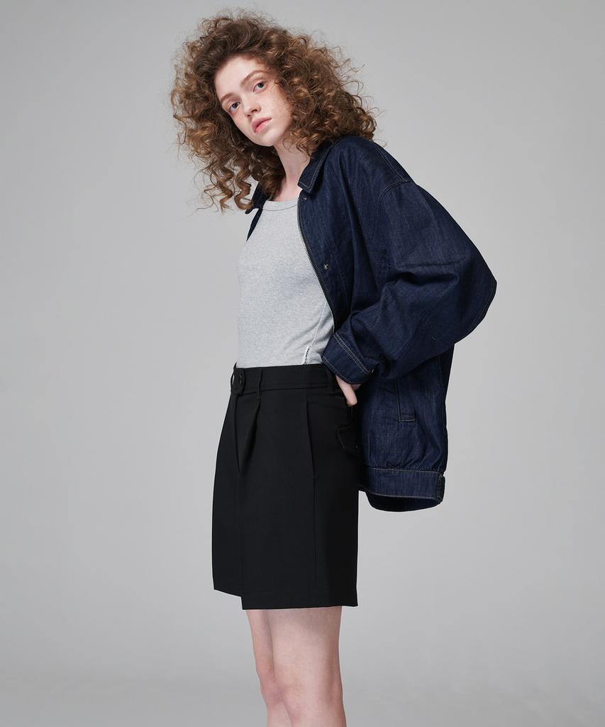 Marop 2205 Summer One-Pleat Half Pants (Black)