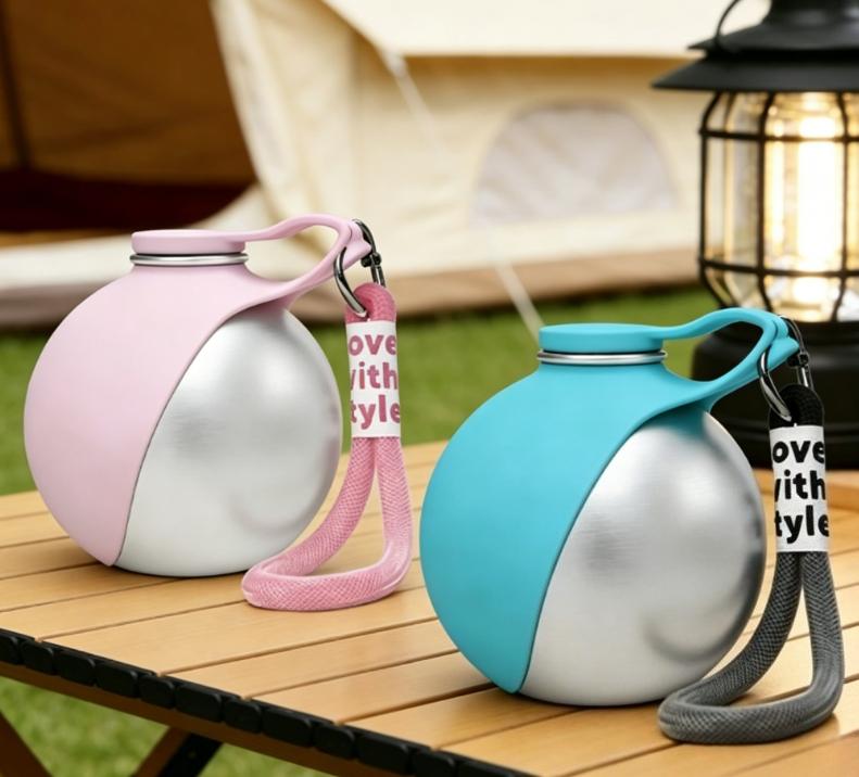 1pc Stainless Steel Pet Water Bottle, 285Ml Leak-Proof Travel Cup for Dogs & Cats, Adventure-Ready with Collapsible Bowl
