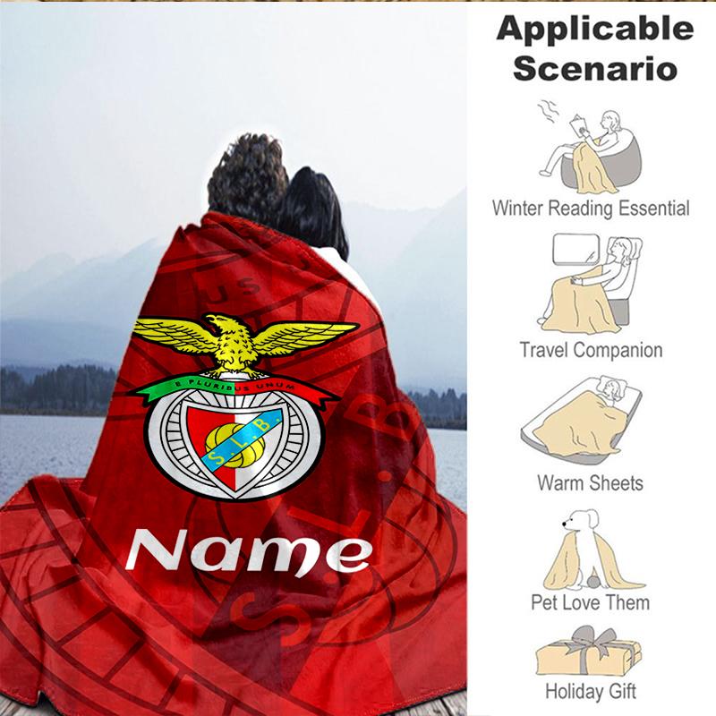 Benfica Wappen Decke mit individuellem Namen Leicht Ideal als Bettdecke Perfekt für Reisen, Camping, Wohnzimmer, Sofas, Weihnachtsgeschenk