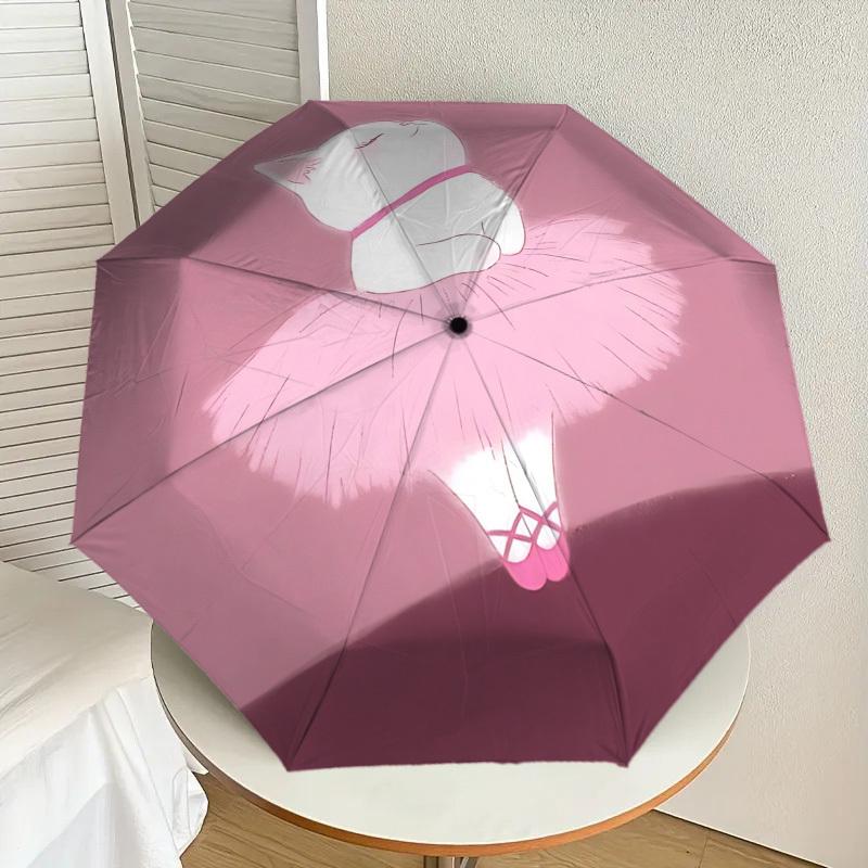 Adorable Ballerina Cat Pink Tutu Print Umbrella - Auto Open/Closed, Outdoor Gear,  Lightweight & Durable 085