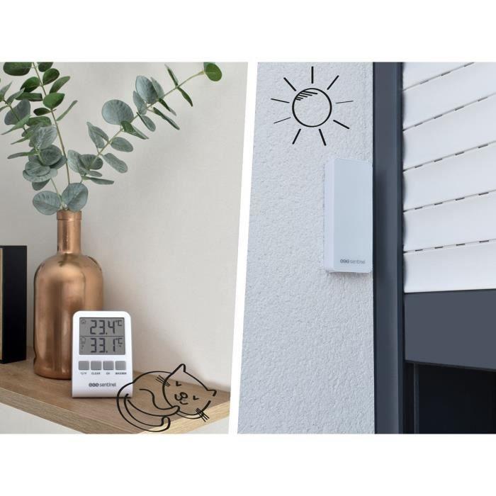 Thermomètre digital intérieur/extérieur - scs sentinel - hcn0062 digithermo indoor/outdoor - portée : 60 m - 433 mhz - blanc