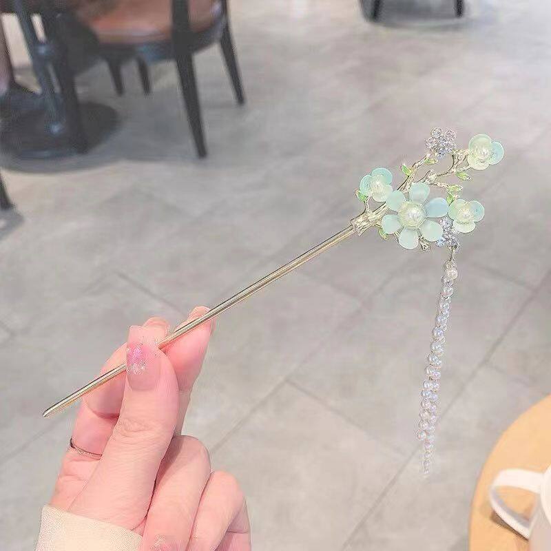 Vintage imitace perly Vlásenka s dlouhým třásněm Vlásenka do vlasů