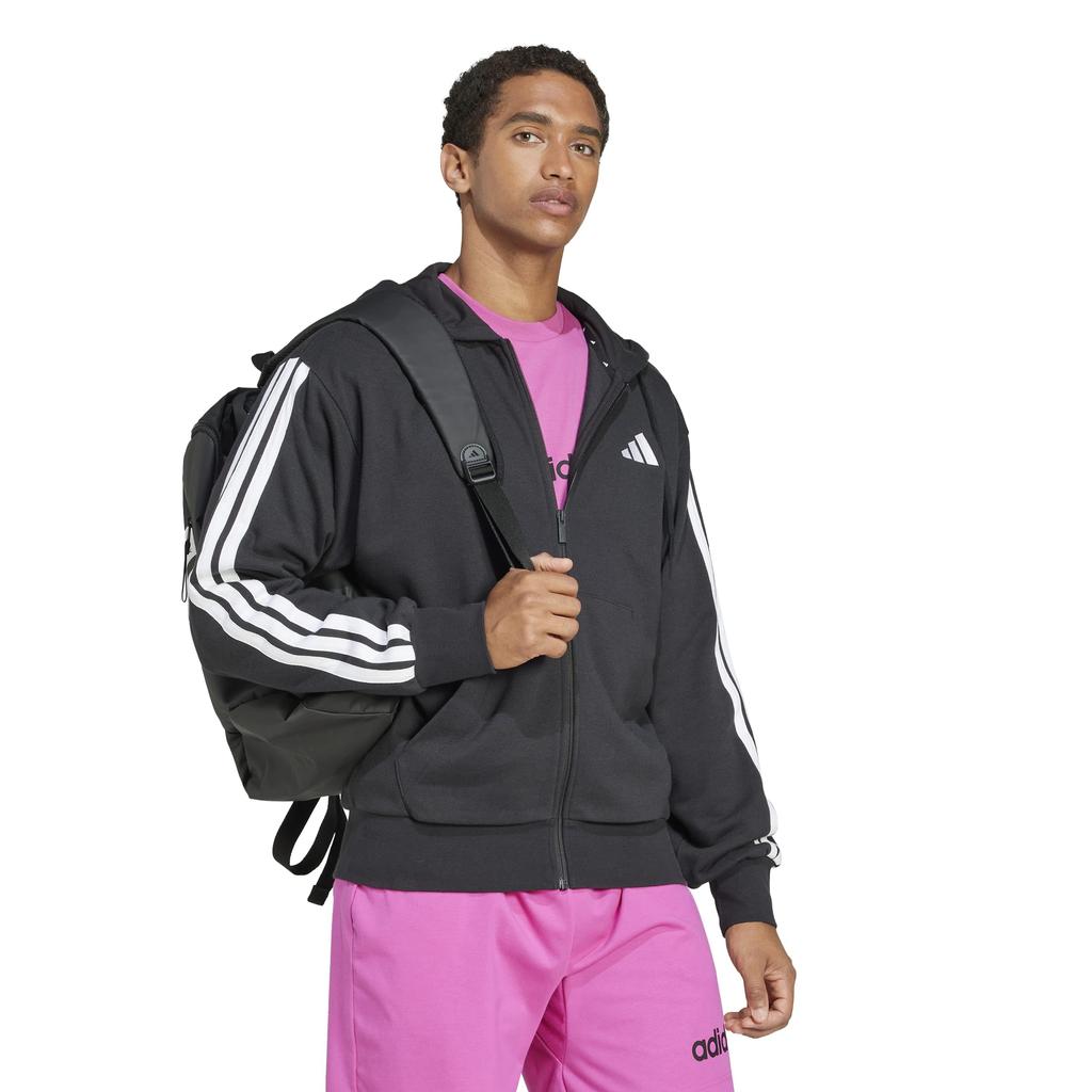 Adidas Essentials Sweatshirt Hoodie for KTE94 Size 2L 3-Stripes Full-Zip Men, Black/White (JD1877)