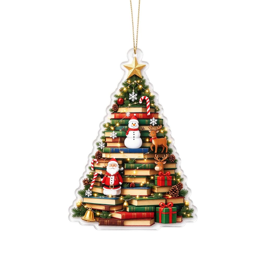 Christmas Acrylic Hanging Ornament, 2D Flat Holiday Tree Decoration for Home and Gift