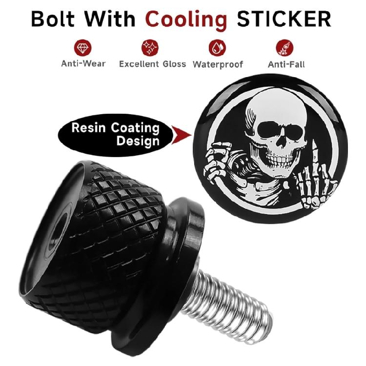 Skull Themed Aluminum Seat Bolts For Motorcycles Machining Easy Installation Kit Application