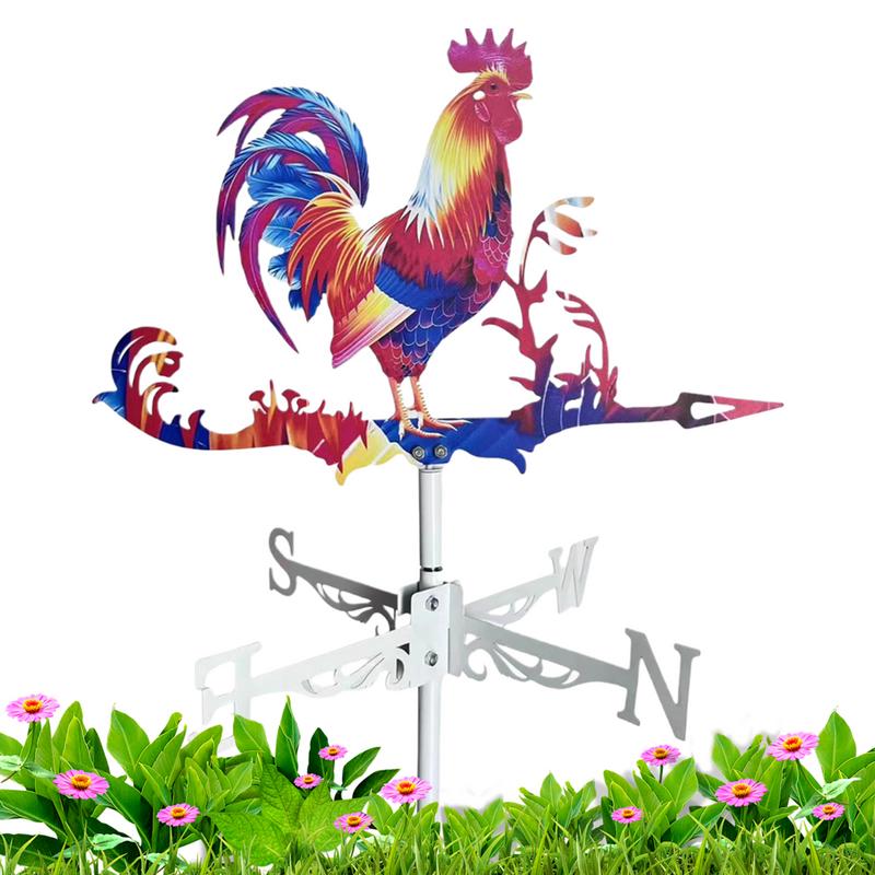Rooster Wind Vane Rooftop Weather Vane Retro Metal Wind Direction Indicator Farm Scene Garden Art Decor Wind Spinner