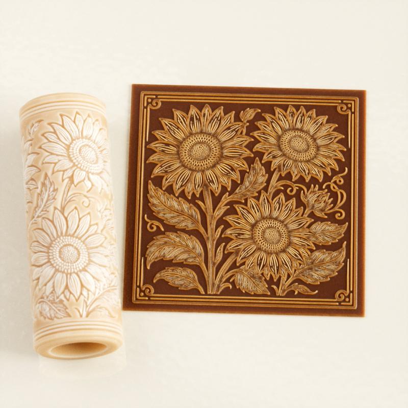 Flower Skull Clay Tile Roller Clay Texture Roller Ceramic Printing Polymer Textured Rolling Pins Pottery Diy Tools Handcrafts