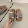 Fashion Shoes Women Slippers Summer Platform Pantofle Fretwork Heels Slides Soft 2025 Flat Round Toe Slippers Women Summer Female Shoes