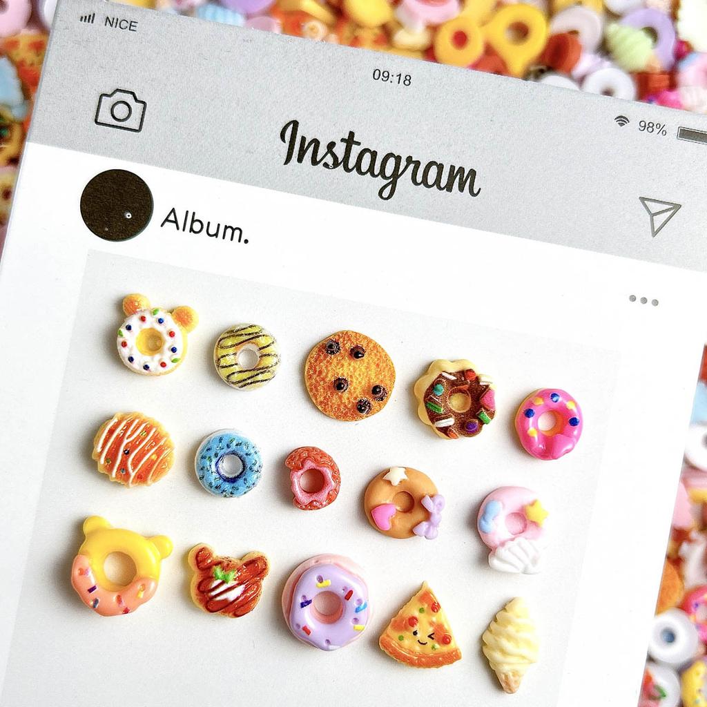 Resin Large Mixed Style Food Play Nail Art Accessories Cookie Donut Internet Celebrity DIY Cream Glue Phone Case Decoration Parts