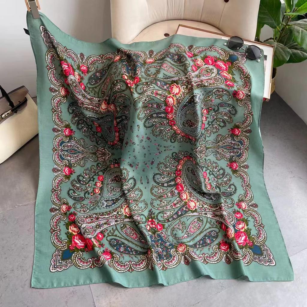 110*110Cm Russian Square Scarf Women Floral Cashew Print Bandana Shawl Babushka Head Scarves Female Ethnic Paisley Shawls