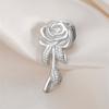 My Shape Rose Flower Brooch for Woman Girls Lady Elegant Floral Brooch Pins Skirt Hats Stainless Steel Jewelry Bridal Wedding