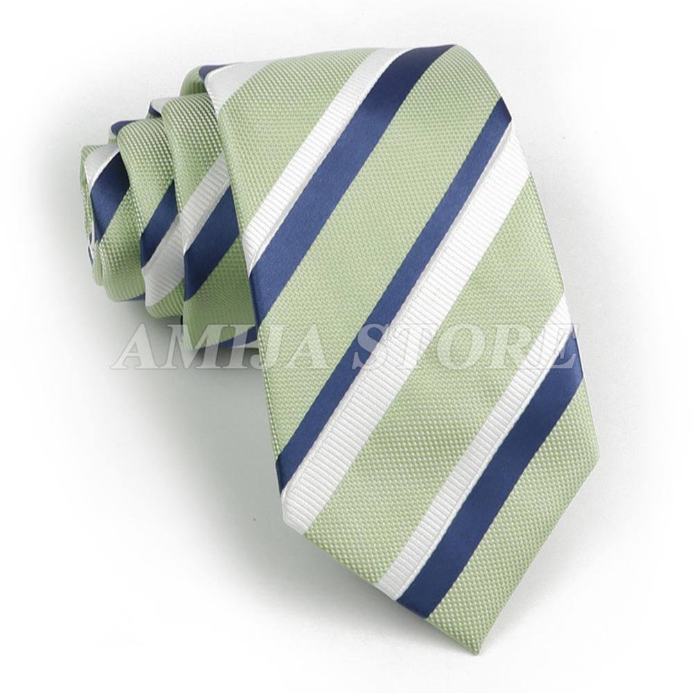 Men's Fashion Tie 7.5cm Tie Sage Green Orange Stripes Ties Business Meeting Suit Wedding Party Office Tie Men's Gift  Accessorie