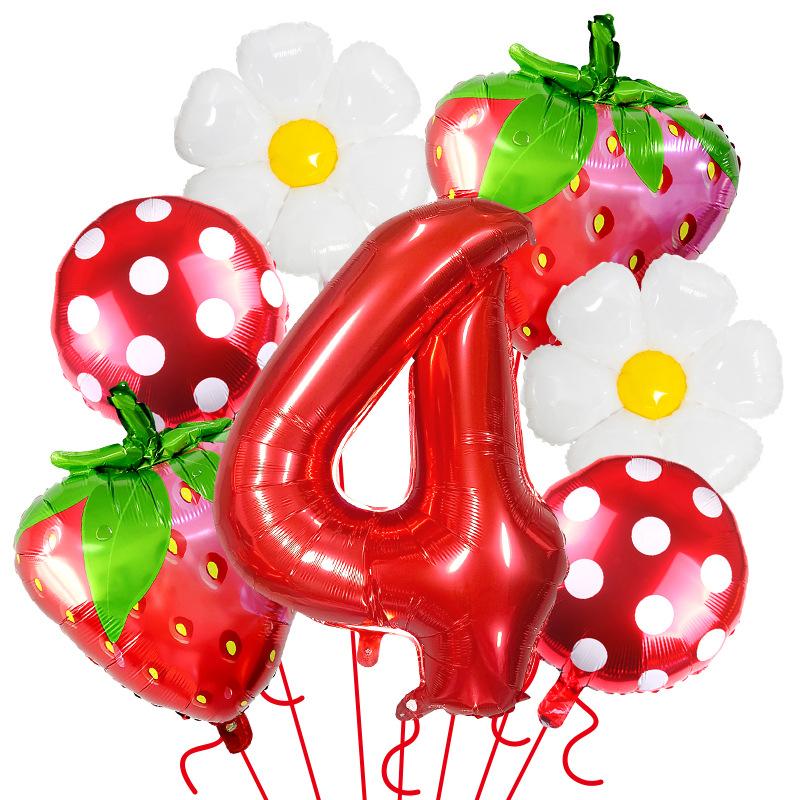 Fruit Series Gradual Change Strawberry Balloon Set Hawaiian Party Decoration Anniversary Decoration Birthday Balloon