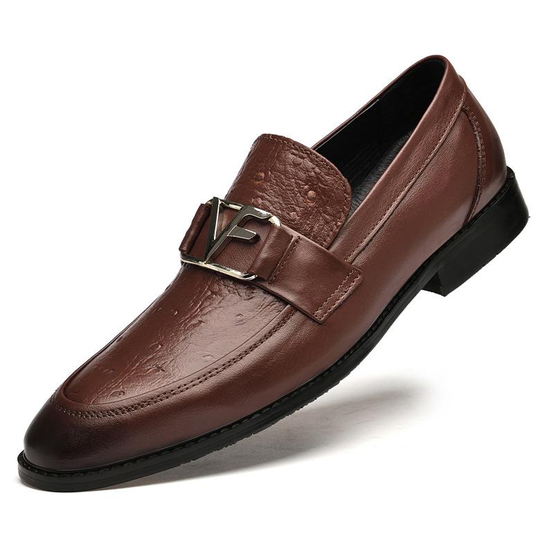 Men's shoes 2025 summer new light luxury high sense adult men pointed head one pedal height increase convenient business leather shoes