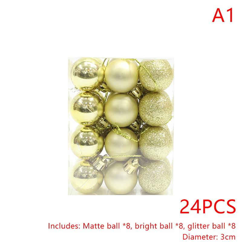24 Piezas 3Cm Adornos de Bolas de Navidad Bolas para Árbol de Navidad Colgante para Árbol de Navidad Suministros Festivos para Fiestas Decoración Navideña