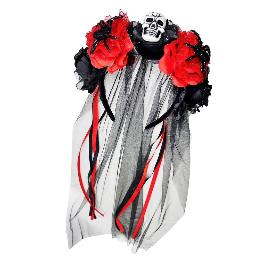 Halloween Headwear Spider Ghost Head Flower Ribbon Headdress For Women Girls Kids Cosplay Clothing Accessory