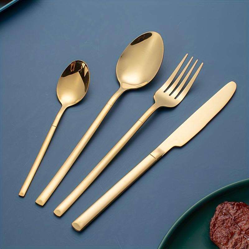 24pcs/set, Stainless Steel Flatware Set for Restaurant, Home, Party, and Wedding Washable Dessert Spoon - Durable and Easy To Clean