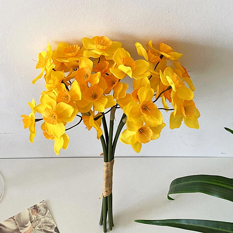 Silk Narcissus 6-Stem Bouquet for Weddings & Home Decor