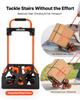 Stair Climbing Cart, 54 Kg Stair-Climbing Capacity, Portable Folding Trolley Cart with Telescoping Handle, 6 Wheels and 2 Bungee Cords, Stair Climber