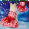 Pet clothes christmas tree dress christmas snowflake festival santa elk dress sub double red and green