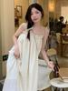 Autumn Green Casual Sleeveless Ruffle Hem Strap Dress for Women