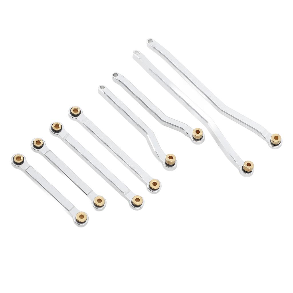8PCS RC Wheelbase Link Rod Copper Aluminum Alloy RC Chassis Linkage Pull Rod for HOBBYPLUS 1 18 4WD CP18P RC Cars Silver