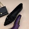 Grape Girl Paris Banquet~ Sparkling Sequins Delicate Small Pointed Dating Bow Single Shoes Women
