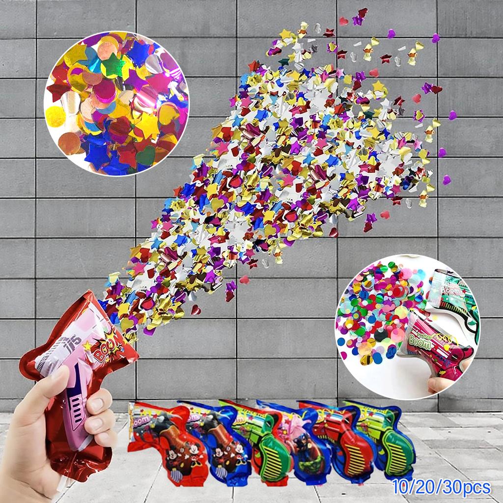 20/30/10 Pcs Handheld Fireworks Cannon, Inflatable Fireworks Toy for Birthday, Wedding Confetti , Graduation Party Confetti