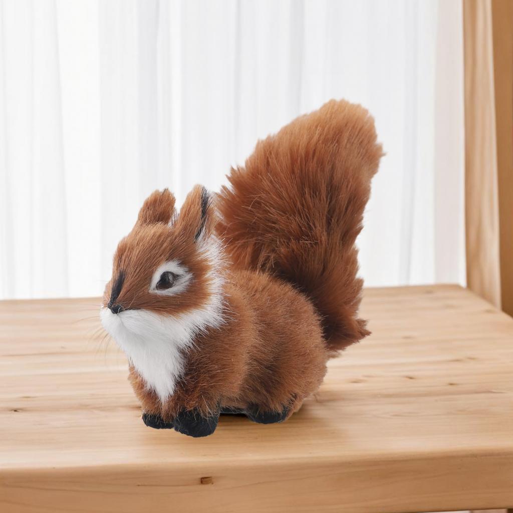 Artificial Squirrel Figurine Miniature Plush Simulation Fake Animal Table