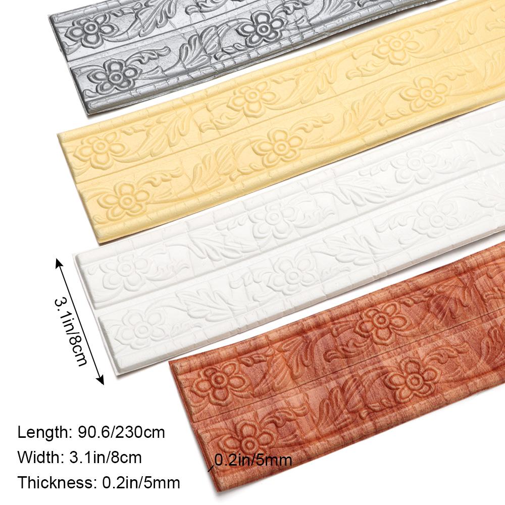 1PC New Adhesive Ceiling Decorative Strip Waterproof Wall Stickers Baseboard Wallpaper Home Decoration Wall Border Skirting