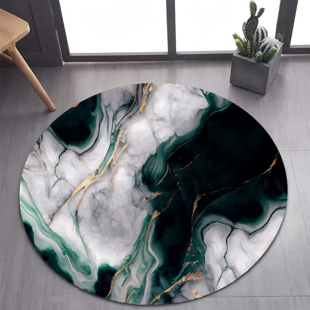 Luxurious Marble Colour White Gold Round Carpet Rug for Bedroom Living Room Decoration,pet Decor Floor Mat