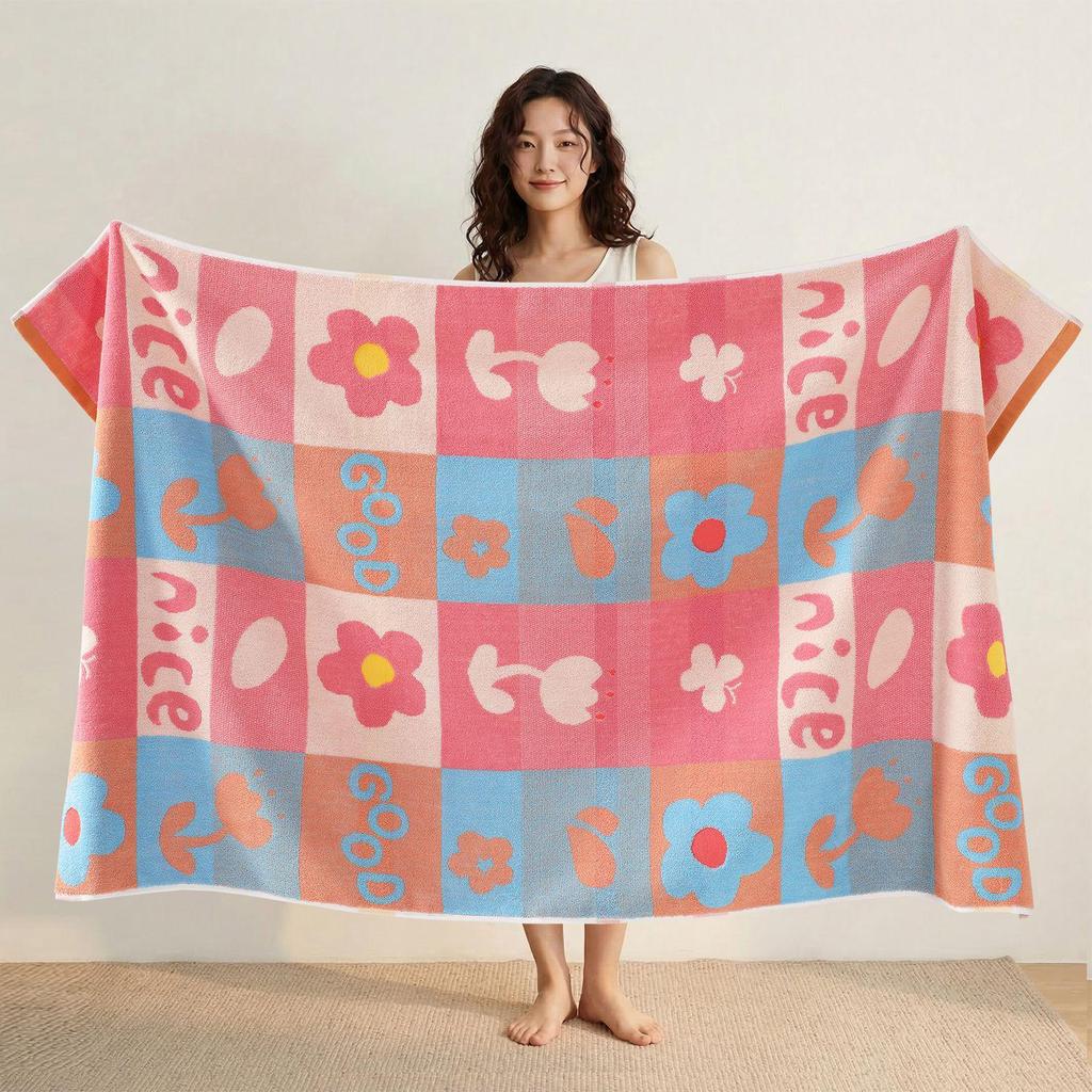 Extra Large Cartoon Cotton Bath Towel - Absorbent, Quick-Drying, for Adults & Kids