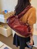 Pink PU Shoulder Bag For Women Trendy Large Capacity Commuter Tote Bags Simple Casual Motorcycle Style Traveling Handbags
