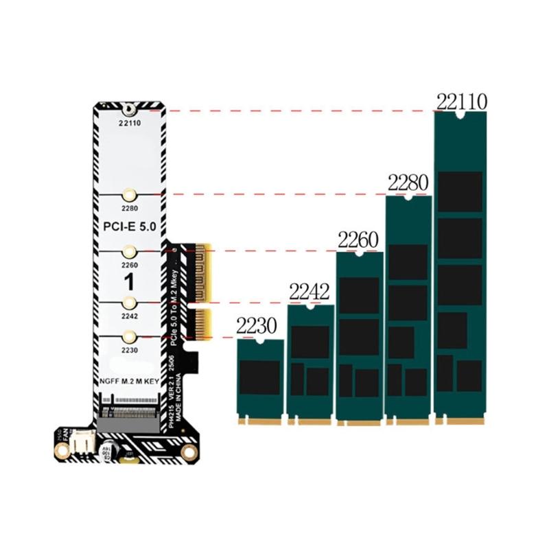 PCIe 5.0 to M.2 NVMe Adapter Card PCIE to M.2 Coverter Expansion Card Support for 22110 2230 2242 2260 2280