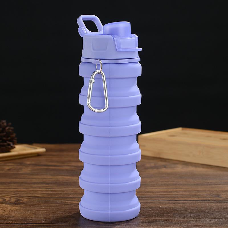 Compact Silicone Foldable Water Bottle - 500ml Portable Sports Bottle for Outdoor Activities