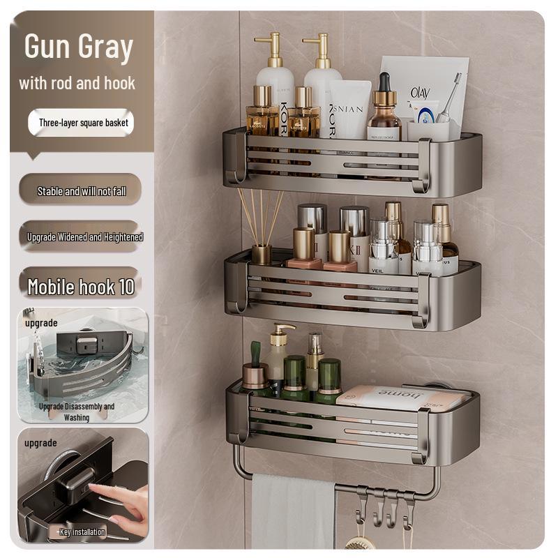 No-Drill Wall-Mounted Shower Corner Storage Rack