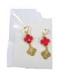 Chinese Style Lucky Four-Leaf Clover Earrings: Red Retro Christmas Aesthetic