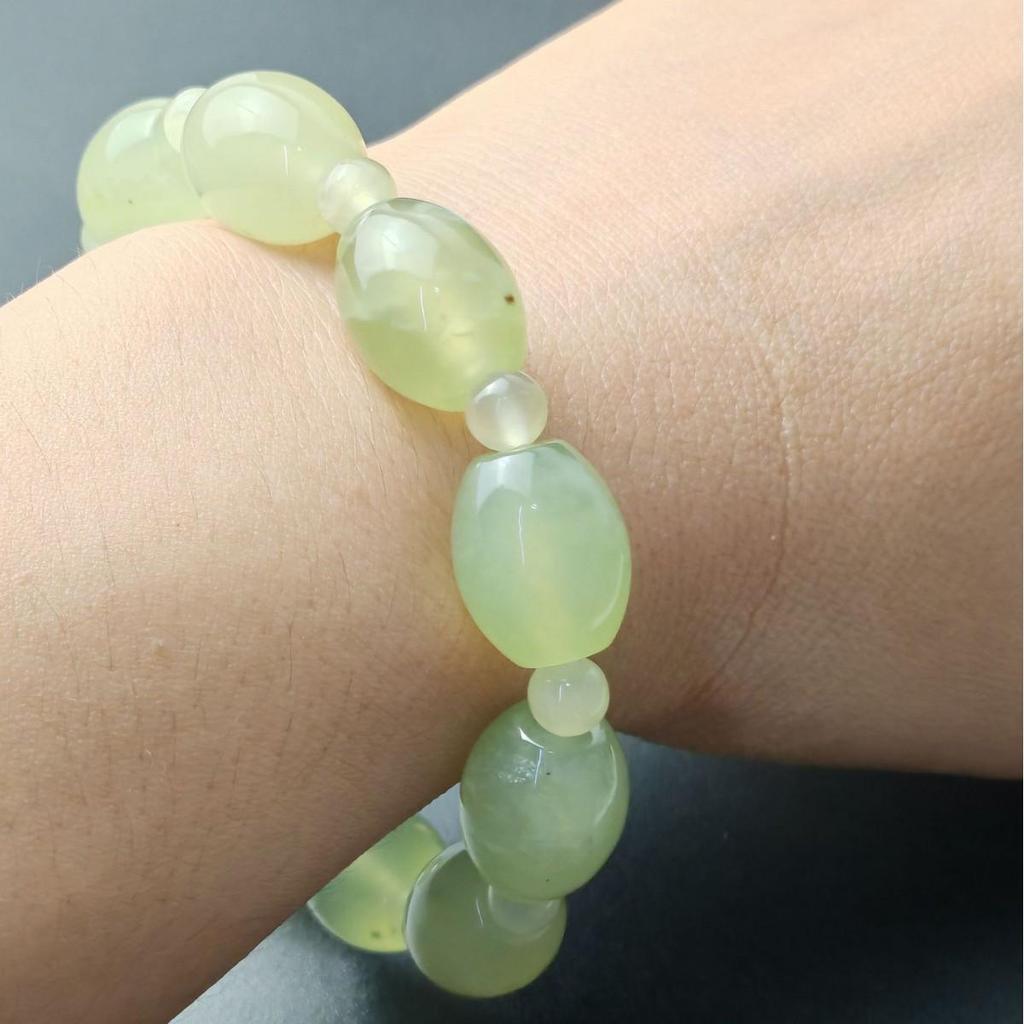 Unisex Ice-Transparent Xiu Jade Beaded Bracelet, High-Quality, Size 14×18, Ideal for DIY Jewelry